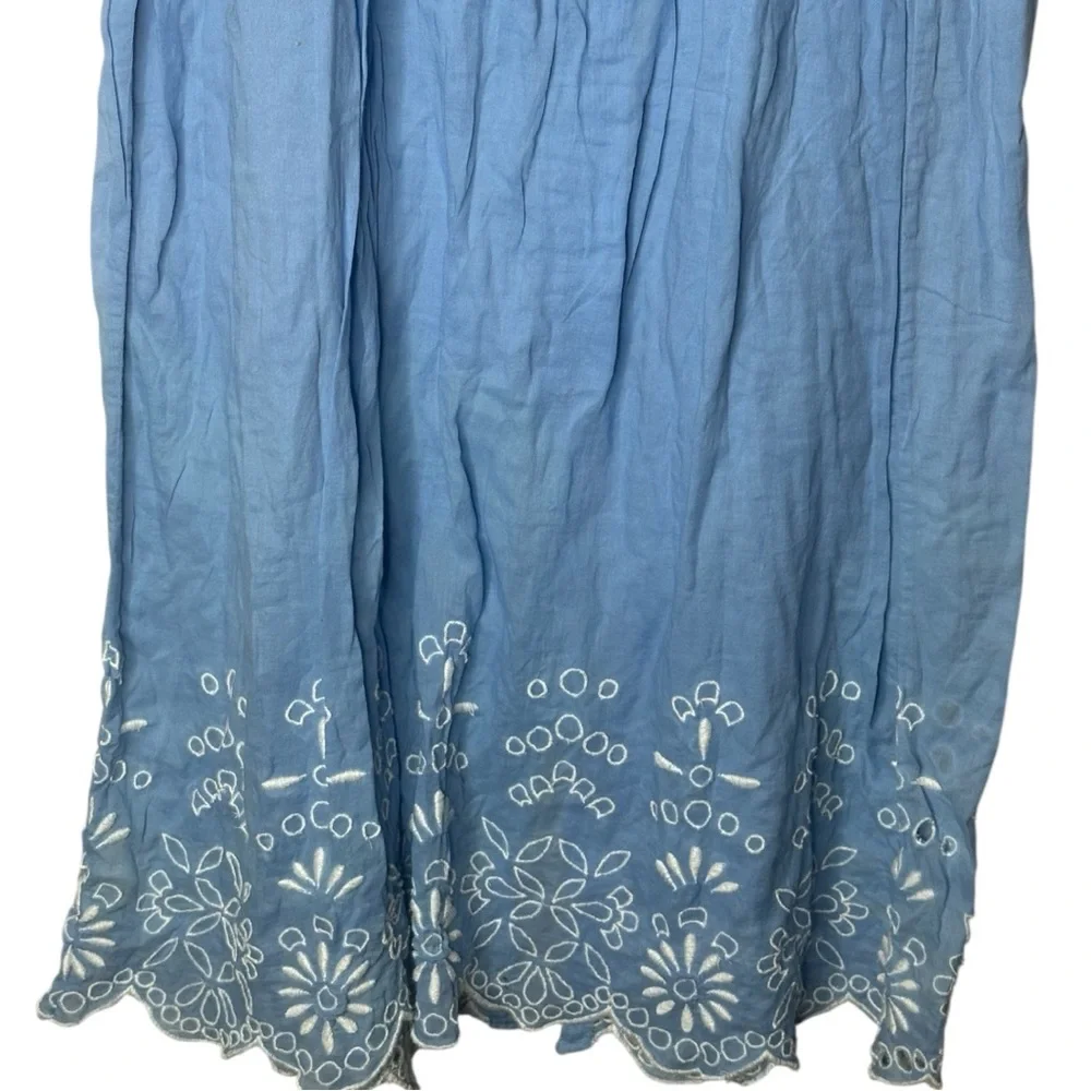 Free People Blue Spaghetti Strap Embroidered Midi Dress
